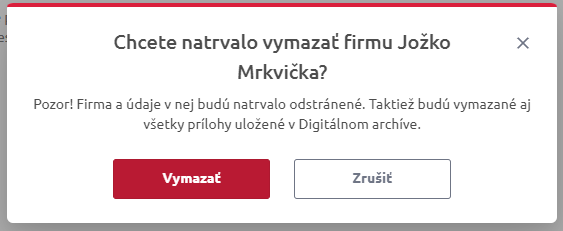 potvrdenie výmazu