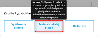 Faktúra k prijatej platbe